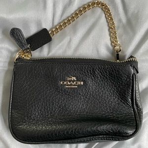 Coach black evening handbag- 4”x6”- 3 small pouches inside